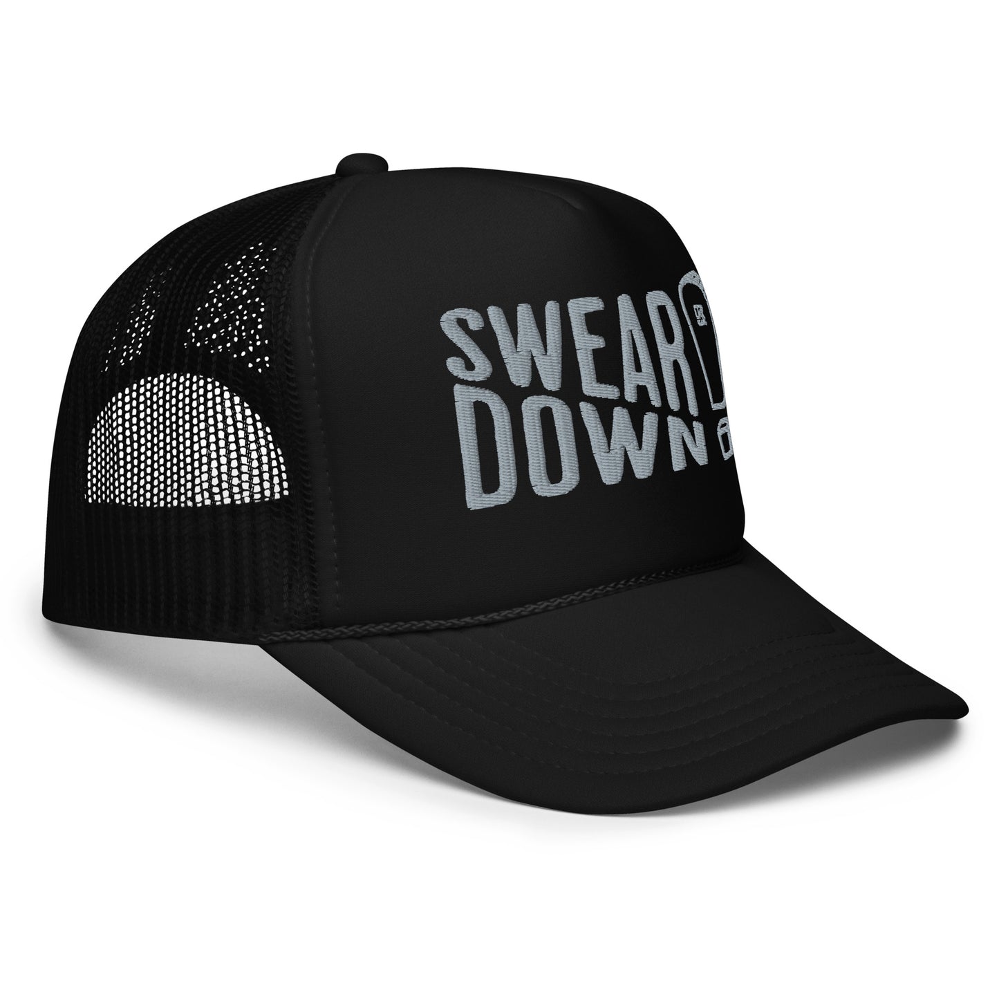 Swear Down Grey Font Foam trucker hat