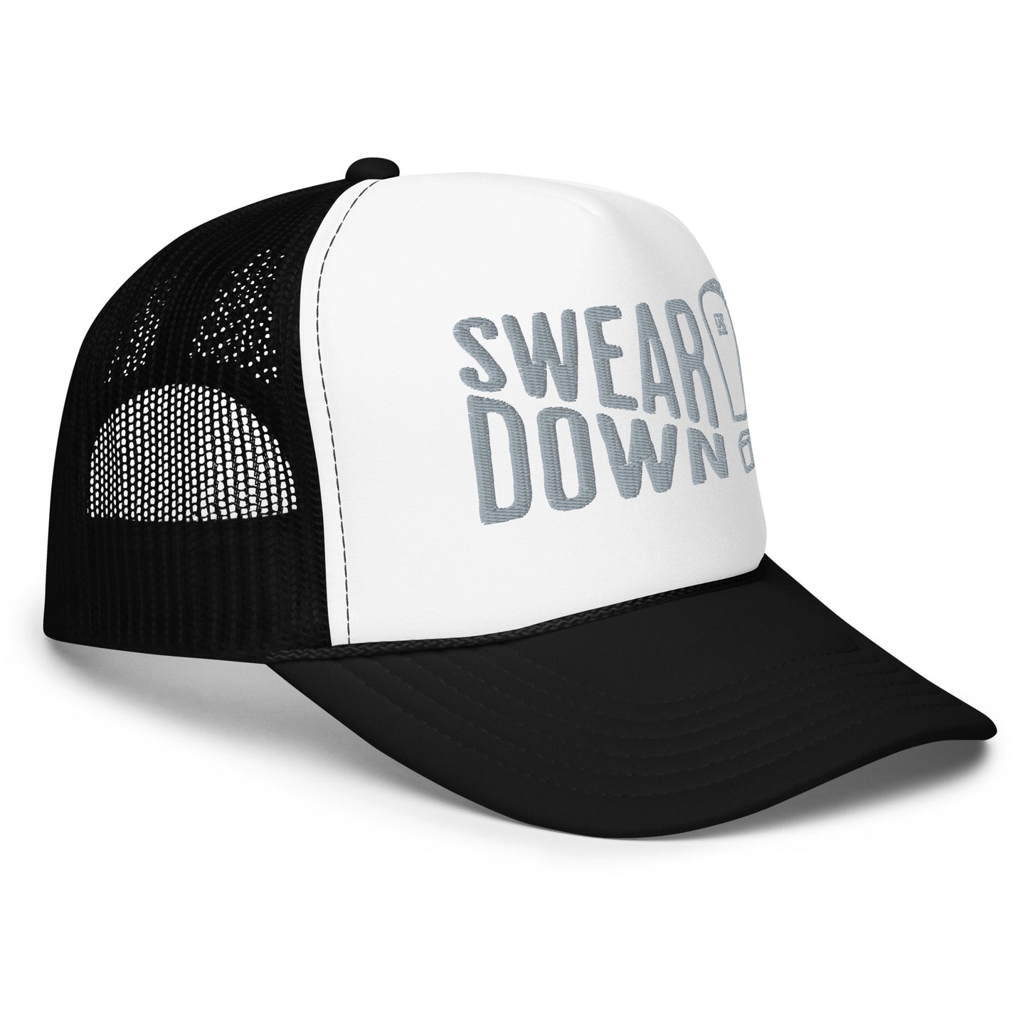 Swear Down Grey Font Foam trucker hat