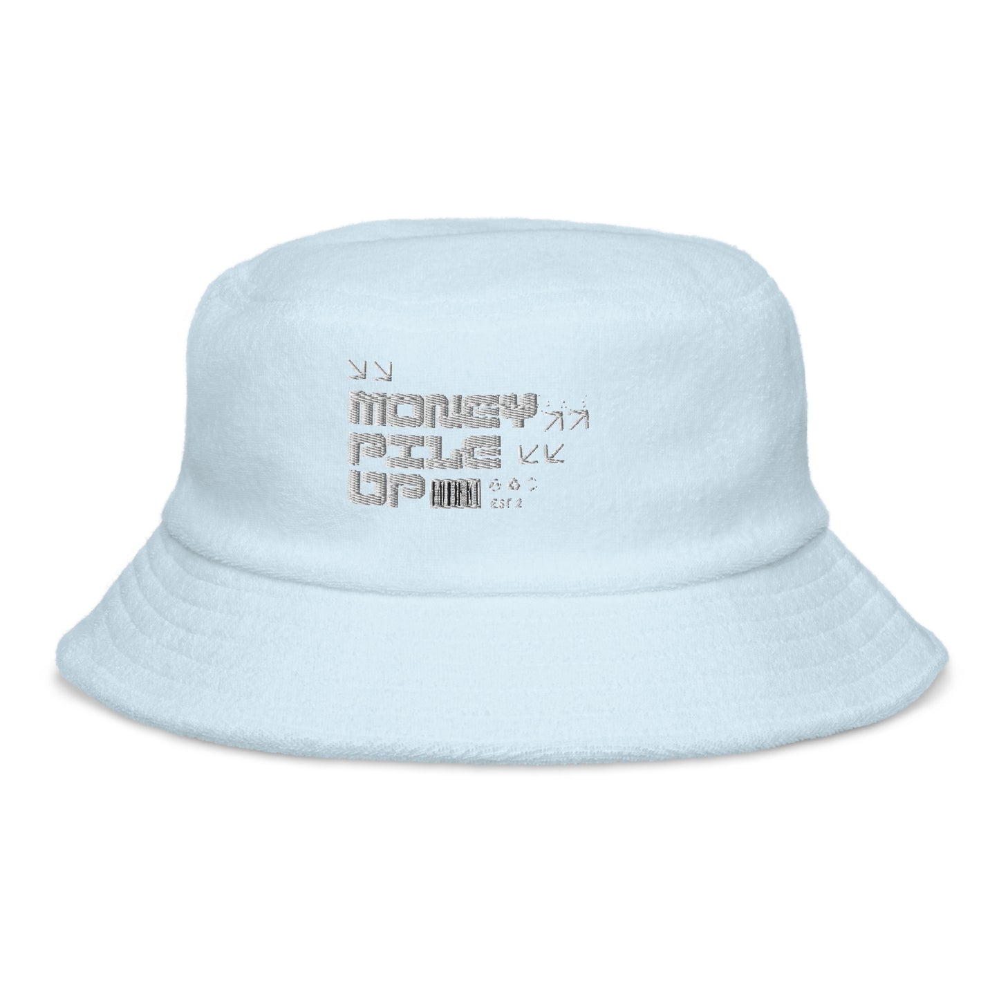 Money Pile Up Unstructured terry cloth bucket hat