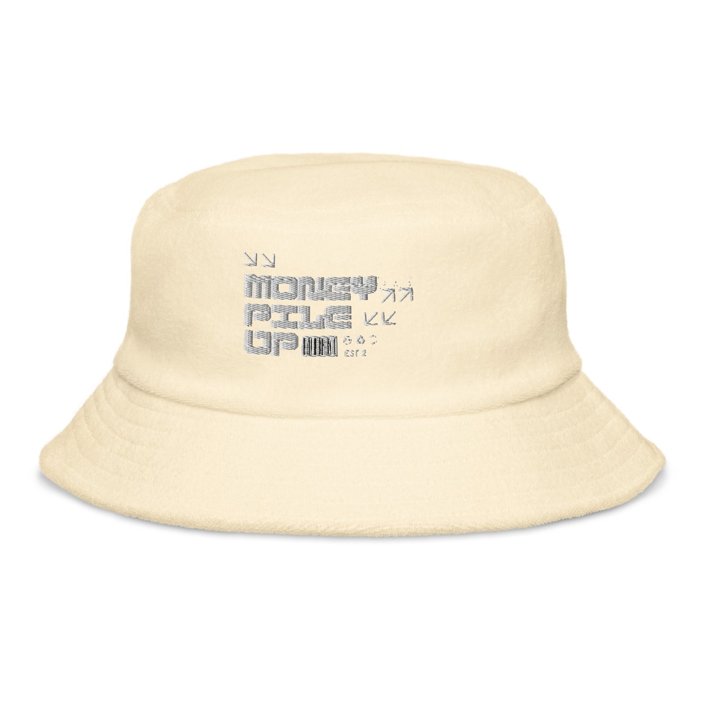 Money Pile Up Unstructured terry cloth bucket hat