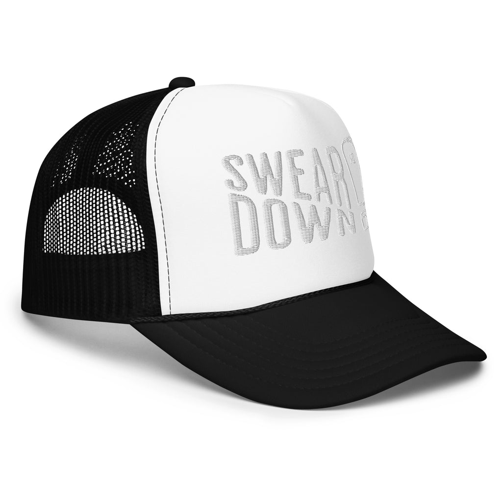 Swear Down White Font Foam trucker hat