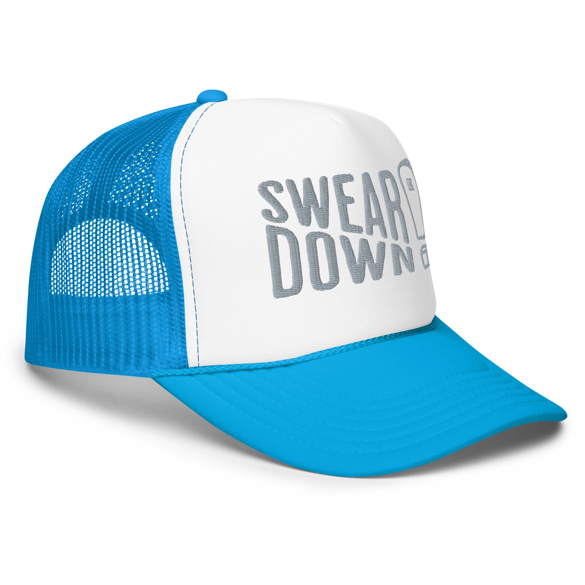 Swear Down Grey Font Foam trucker hat