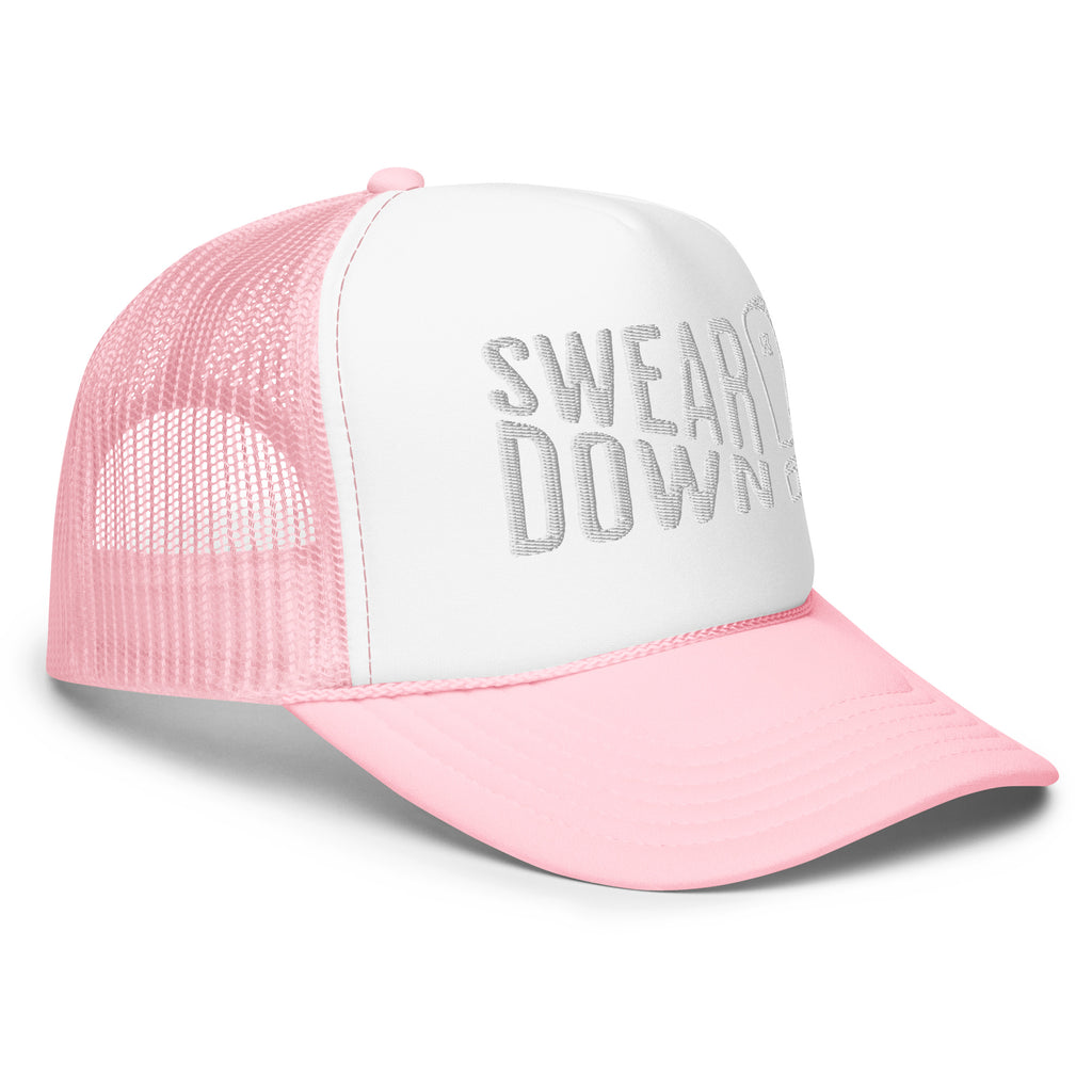 Swear Down White Font Foam trucker hat