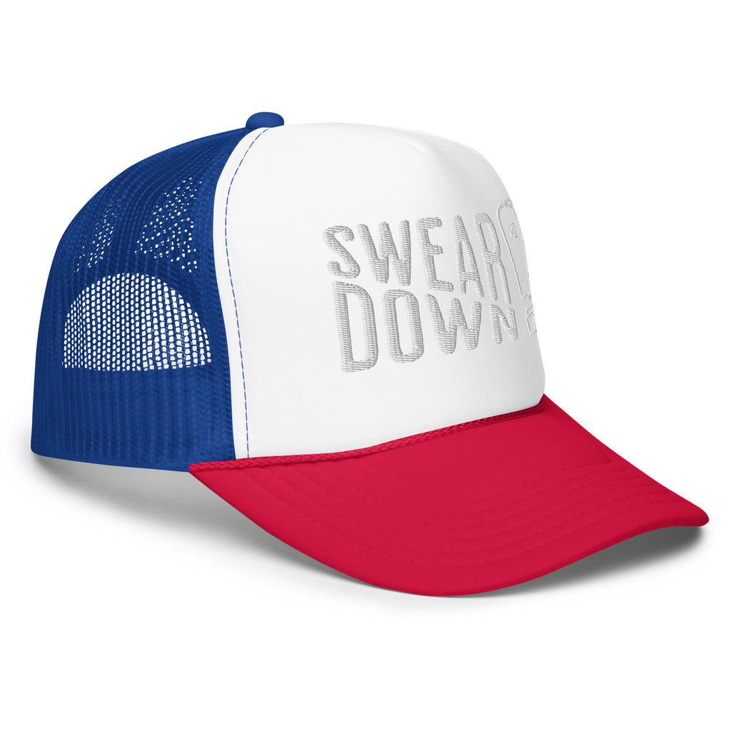 Swear Down White Font Foam trucker hat