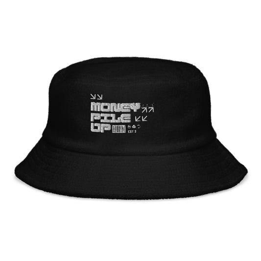 Money Pile Up Unstructured terry cloth bucket hat