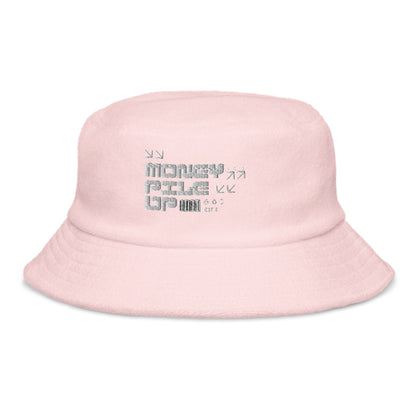 Money Pile Up Unstructured terry cloth bucket hat